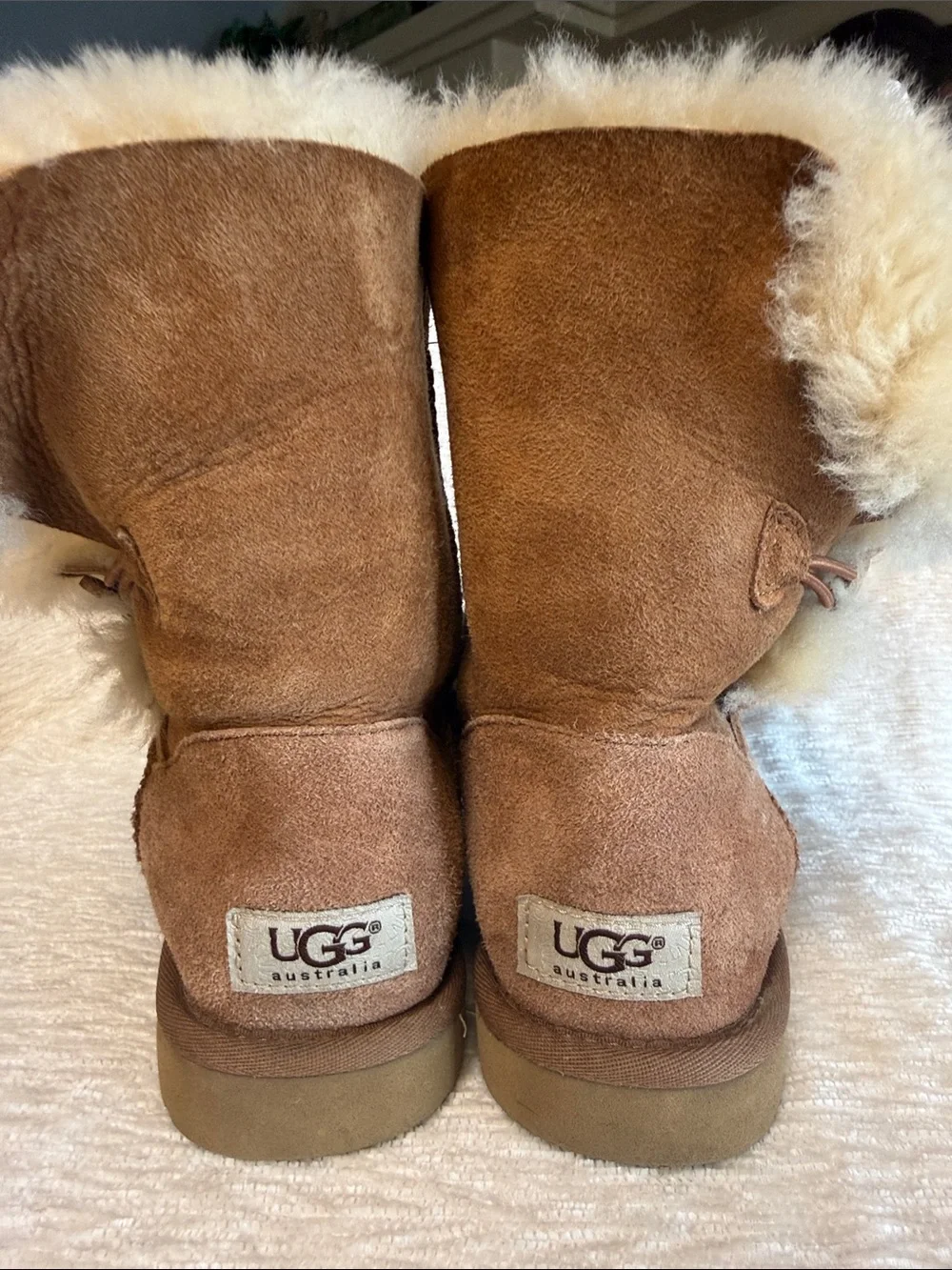 UGG Women's Brown Shearling Button Short Boots